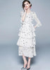 Vestido Midi Estampado com Babado em Camadas