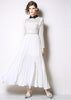 Vestido Midi Branco com Renda Guipir Manga Longa
