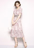 Vestido Midi Renda Rose Acinturado