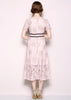 Vestido Midi Renda Rose Acinturado
