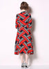 Vestido Estampa Geometrica Midi Evasê Moda Evangélica