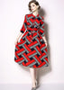 Vestido Estampa Geometrica Midi Evasê Moda Evangélica
