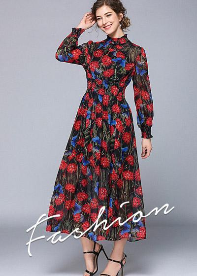 Vestido Evasê Midi Estampado Festa