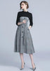 vestido midi evase estampado xadrez moda evangelica
