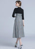 vestido midi evase estampado xadrez moda evangelica