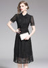 Vestido Evase Midi Preto Gola Laço Moda Evangélica