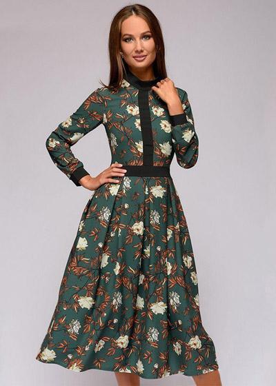 Vestido Midi Gode Estampado Manga Longa