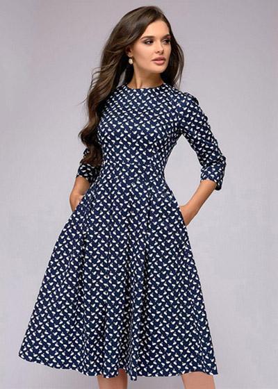 Vestido Midi Rodado Estampado Moda Evangélica