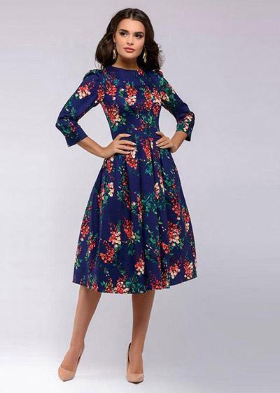 Vestido Rodado Florido com Manga Evangélico