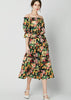 Vestido Ombro a Ombro Midi Estampado com Babado