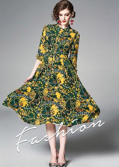 Vestido Evasê Midi Estampado Moda Evangelica