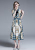 Vestido Evangélico Midi Estampado Gola Laço