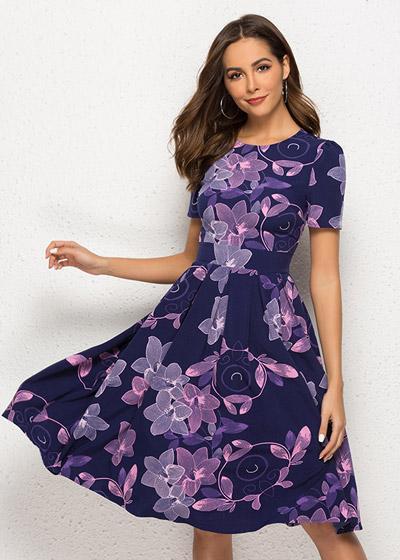 Vestido Midi Rodado Estampado Moda Evangélica