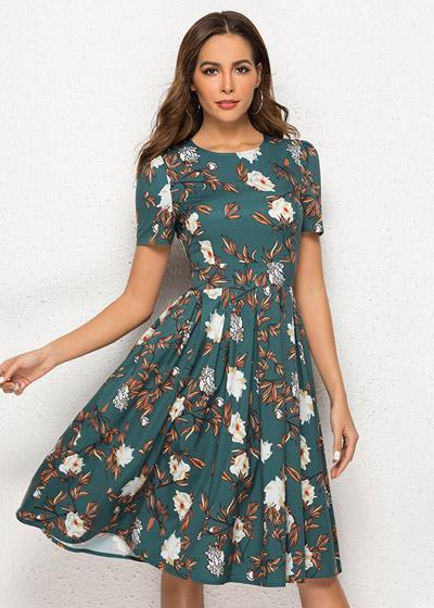 Vestido Rodado Midi Estampado Moda Evangélica
