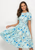 Vestido Midi Rodado Floral Festa Romântico