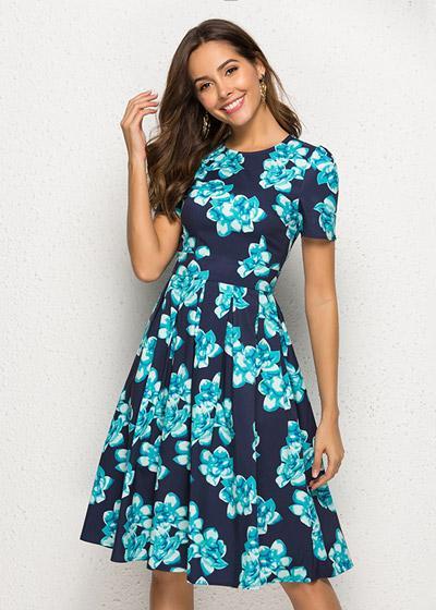 Vestido Midi Floral Rodado Festa Moda Evangélica