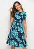 Vestido Midi Floral Rodado Festa Moda Evangélica