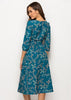 Vestido Midi Rodado Estampado Manga Longa