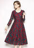 Vestido Midi Renda Vermelho Verde Manga Longa