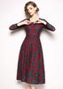 Vestido Midi Renda Vermelho Verde Manga Longa