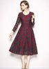 Vestido Midi Renda Vermelho Verde Manga Longa