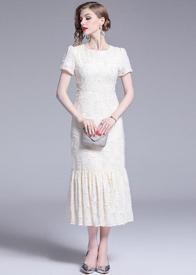 Vestido Midi Renda com Babado para Festa