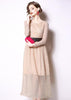 Vestido Midi Renda Manga Longa com Cinto