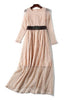 Vestido Midi Renda Manga Longa com Cinto