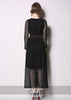 Vestido Midi Renda Manga Longa com Cinto