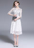 Vestido Midi Festa Branco de Franja com Paetês em Cima