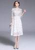 Vestido Midi Festa Branco de Franja com Paetês em Cima