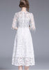 Vestido Midi Festa Branco de Franja com Paetês em Cima