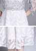 Vestido Midi Festa Branco de Franja com Paetês em Cima