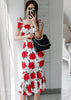 Vestido Midi Floral com Babado na Barra