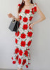 Vestido Midi Floral com Babado na Barra