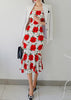 Vestido Midi Floral com Babado na Barra