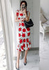 Vestido Midi Floral com Babado na Barra