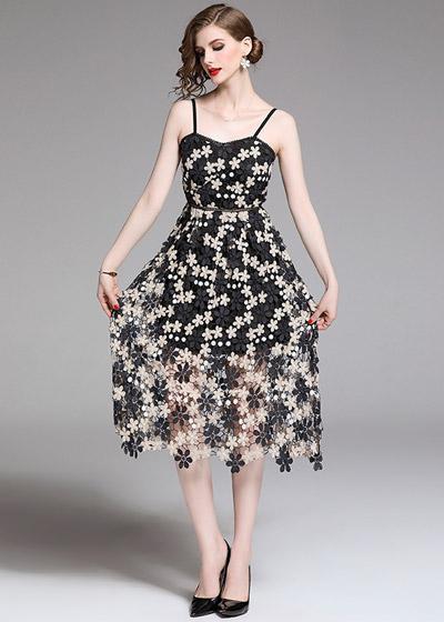 Vestido de Renda Preto e Branco Para Festa