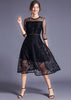 Vestido Midi Renda Preto com Tule Festa