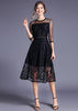 Vestido Midi Renda Preto com Tule Festa