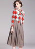 Vestido Midi Evasê Estampado Gola Laço Moda Evangélica