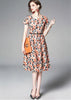 Vestido de Renda Estampada com Cinto