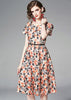 Vestido de Renda Estampada com Cinto