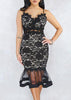 Vestido Midi Renda Festa com Babado na Barra