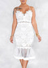 Vestido Midi Renda Festa com Babado na Barra