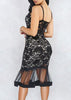 Vestido Midi Renda Festa com Babado na Barra