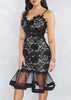 Vestido Midi Renda Festa com Babado na Barra