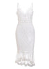 Vestido Midi Renda Festa com Babado na Barra