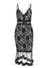 Vestido Midi Renda Festa com Babado na Barra