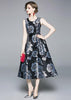 Vestido Midi Rodado de Jacquard para Festa